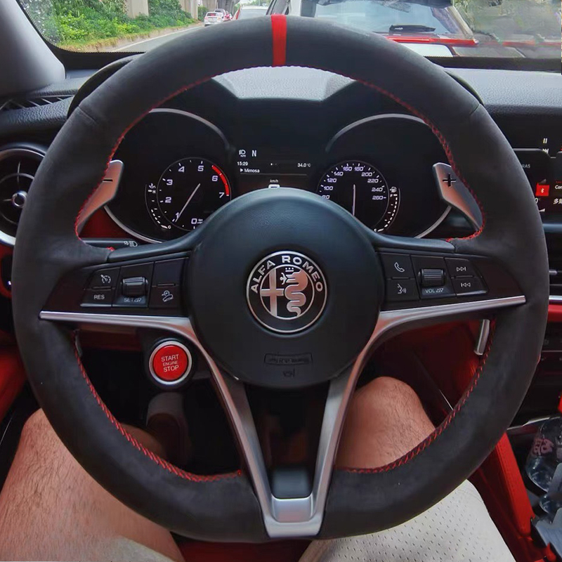 For Alfa Romeo Giulia Stelvio  - Car Steering Wheel Cover Anti Slip Breathable review and price